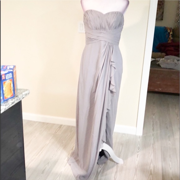 Formal Chiffon Sweetheart Maxi From B2 Jasmine, Graphite Color, Ladies Size 12 - Picture 7 of 12